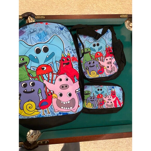 Full-size Monsters Inc set of 3: bookbag, insulated lunchbox and pencil case NIB - Picture 2 of 7